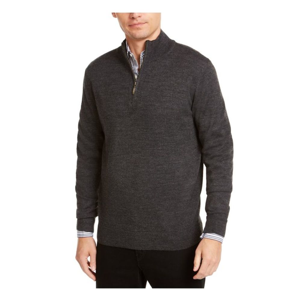 CLUBROOM Mens Gray Quarter-Zip Wool Blend Pullover Sweater XL